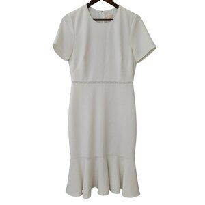 Shoshanna Ravello Dress Womens Size 8 White Flounce Hem Short Sleeve